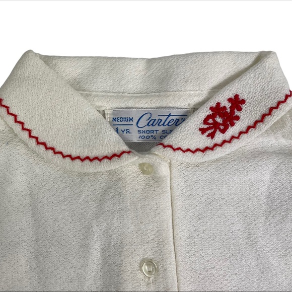 Vintage Carters Terry Cloth Baby 12 Month Embroidered Bow Snowflake Christmas - Picture 7 of 12